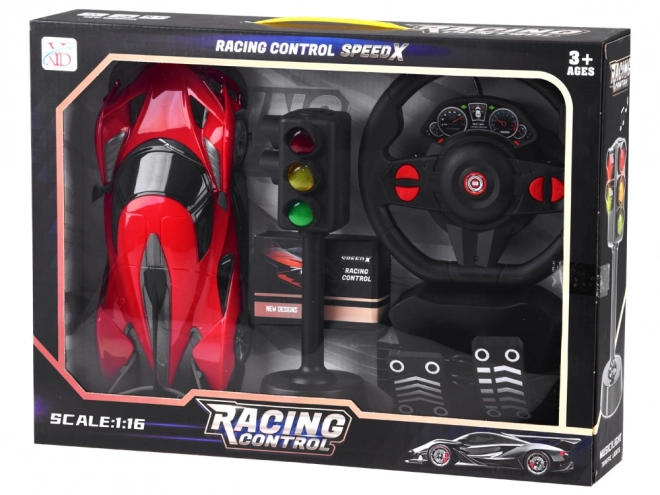 Voiture de course téléguidée avec accessoires – rouge