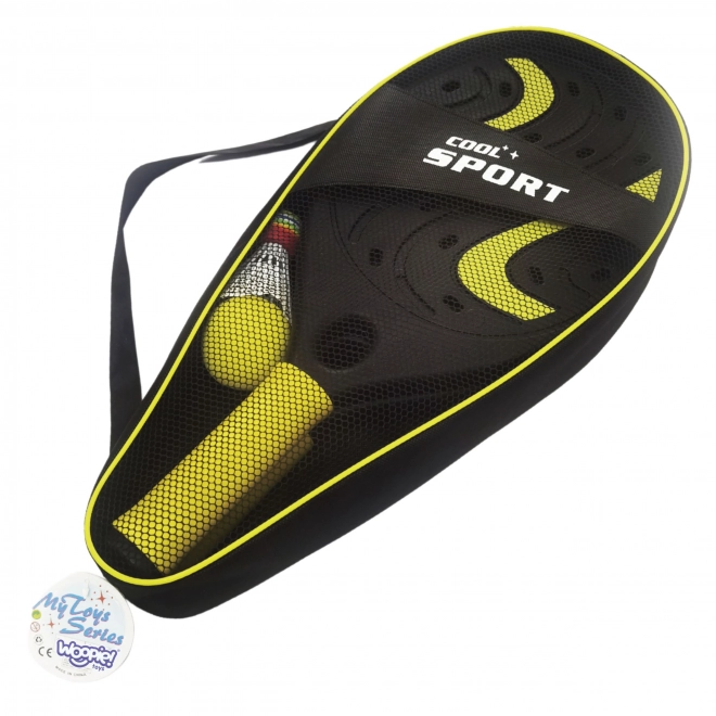 Woopie Raketa avec Balle en Mousse et Panier - Kit pour la Plage et le Jardin