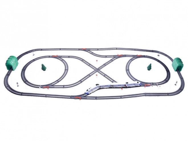 Train de passagers avec wagons sur voie de 9m