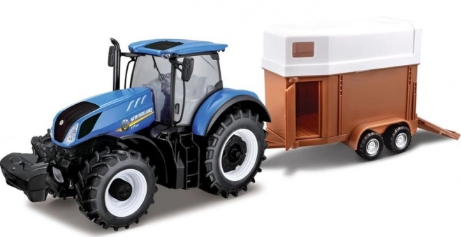 Farma Traktor New Holland avec remorque pour chevaux