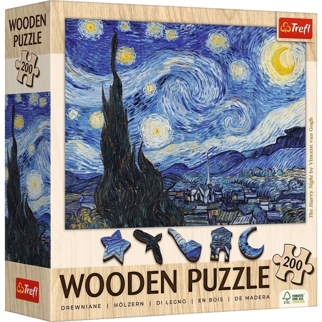 Puzzle en bois Vincent van Gogh - Nuit étoilée 200 pièces