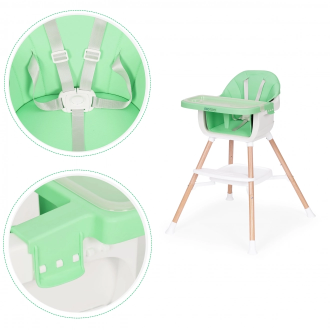 Chaise haute pour enfants 2en1 verte ECOTOYS