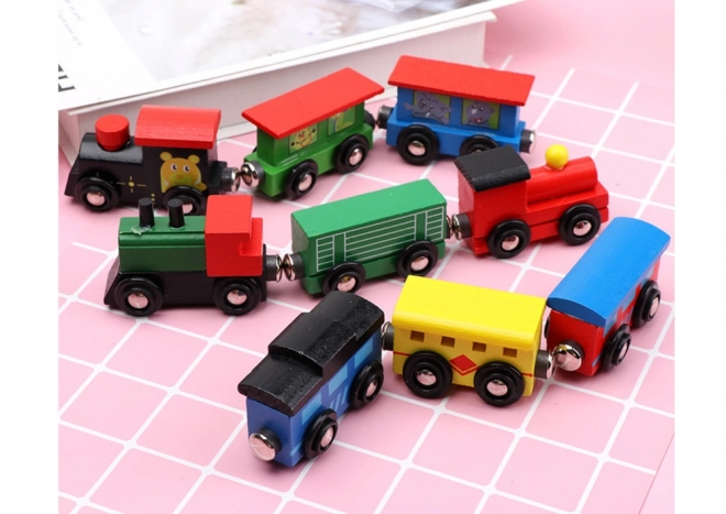 Ensemble de locomotives en bois avec aimant 12 pièces