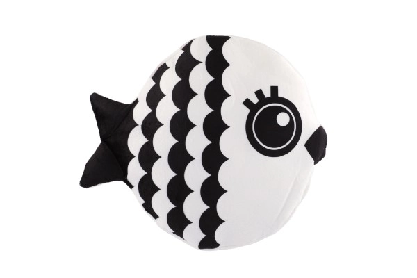 Coussin en peluche 35x30cm noir et blanc en sac 0+