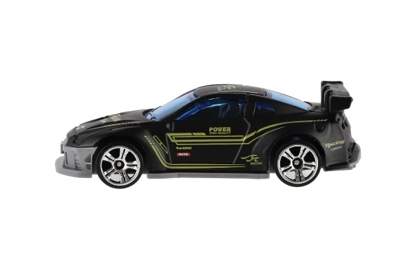 Voiture de course 6 pièces métal/plastique 8cm en roue libre dans une boîte 10,5x27x4cm