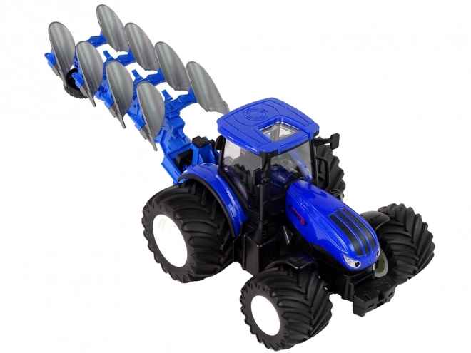 Tracteur radiocommandé 1:24 Charrue bleue en métal