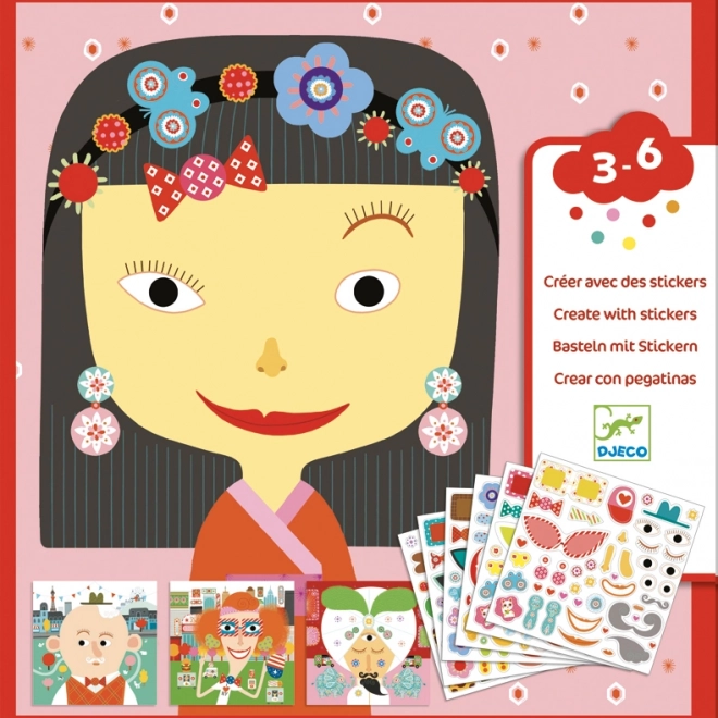 DJECO Set d'autocollants Visages