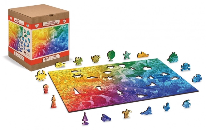 Puzzle en bois poissons tropicaux deux fois différemment