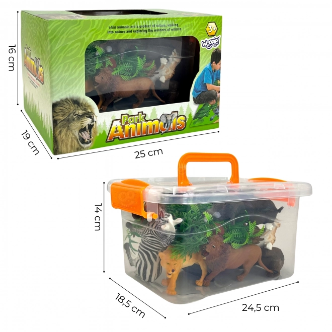 Set de grandes figurines d'animaux sauvages + tapis et accessoires