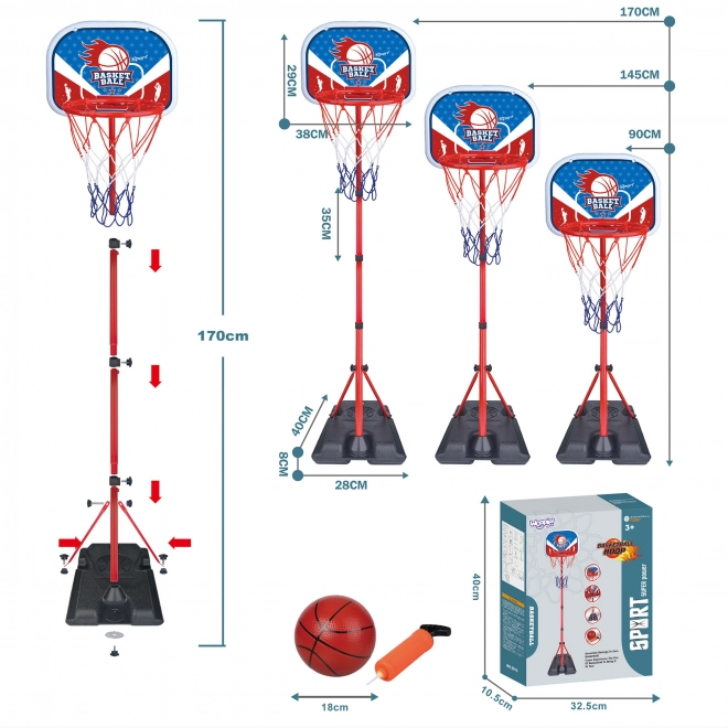 Ensemble de basketball WOOPIE avec support et ballon