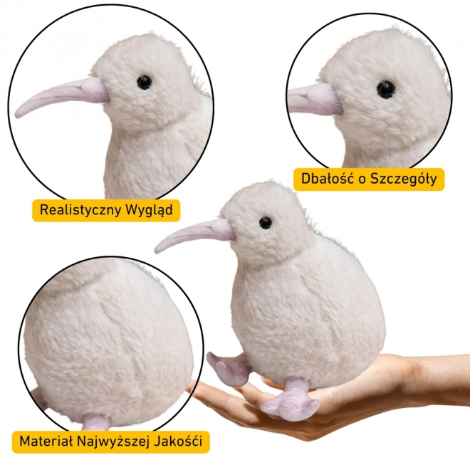 Oiseau en peluche Kiwi blanc 21 cm