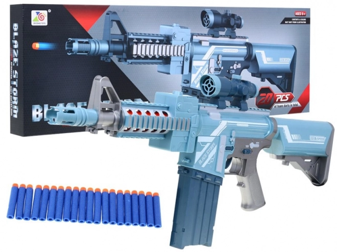 Fusil pour enfants argenté 6+ Blaze Storm 20 balles en mousse longues + viseur