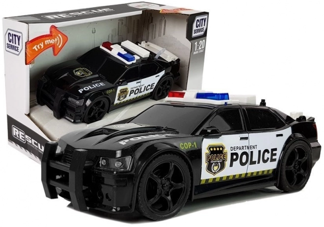 Voiture de police 1:20 Son Fricatif Effets Lumières Noir