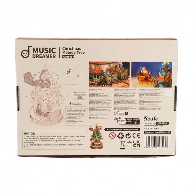 RoboTime 3D puzzle en bois boîte à musique Sapin de Noël