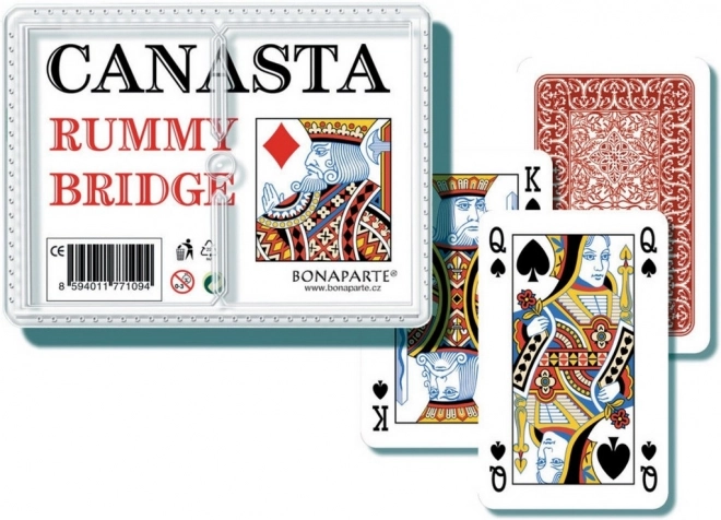 Cartes de canasta dans une boîte en plastique