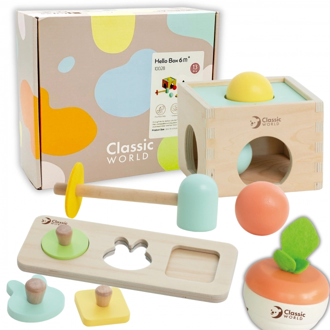 Ensemble éducatif classique en bois pastel pour les enfants de 6 à 12 mois