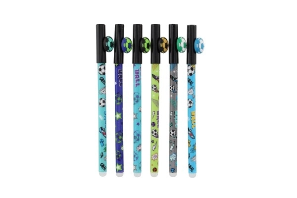 Stylo gomme avec ballon de football 16cm en plastique 6 couleurs 36 pcs dans une boîte