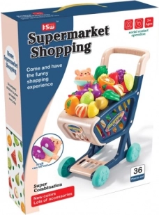 Chariot de courses pour enfants avec aliments et accessoires de coupe