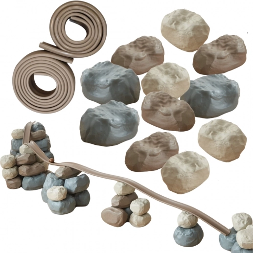 Piste élastique avec blocs de construction en caoutchouc 42 pcs