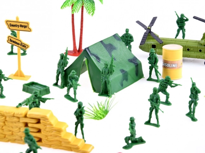 Grande ensemble de figurines de soldats armée tank hélicoptère ZA3287