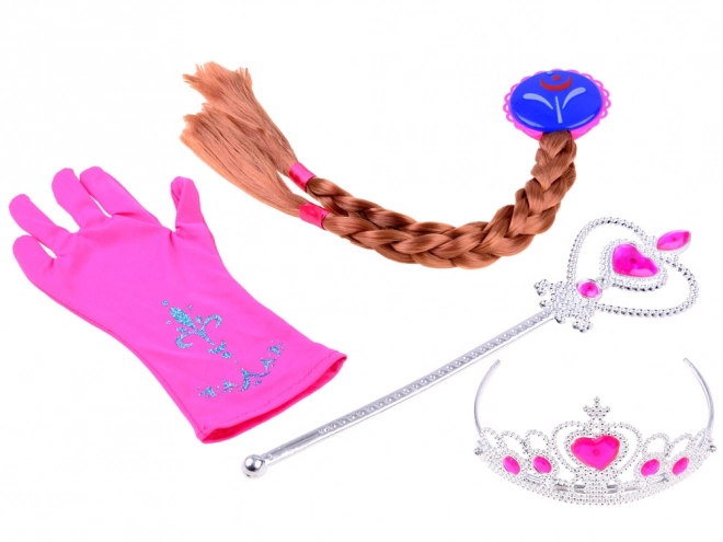 Ensemble de costume Princesse avec couronne et tresse – Rose