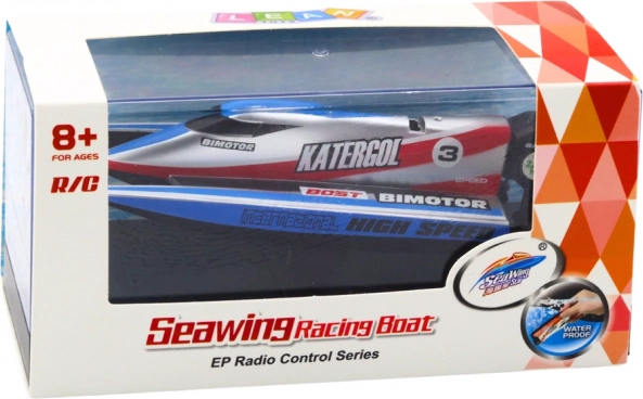 Bateau à moteur télécommandé bleu-argenté 14 cm