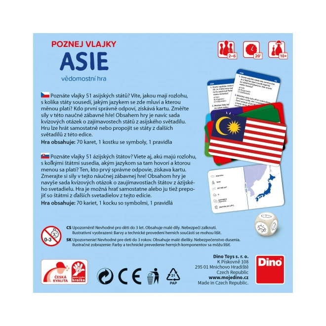 Dino jeu de voyage Connaître les drapeaux d'Asie