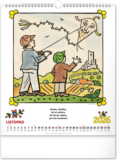 Calendrier mural Josef Lada - Comptines 2026
