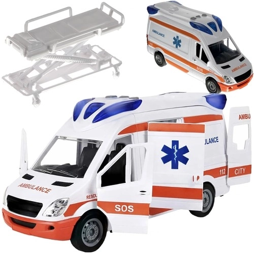 Ambulance pour enfants avec brancard et signaux lumineux