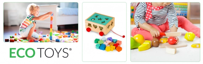 Chariot en bois de tri de formes avec blocs - bloc éducatif pour enfants