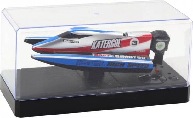 Bateau à moteur télécommandé bleu-argenté 14 cm