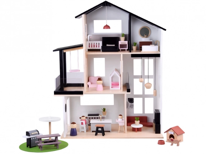Maison de poupée en bois dans le style loft