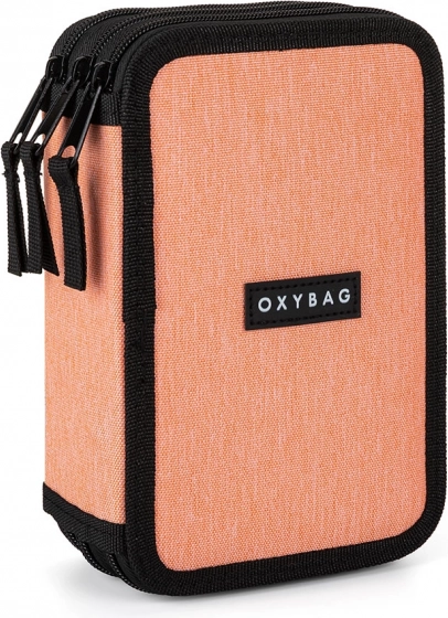 Trousse scolaire UNICOLOR abricot à trois étages – vide