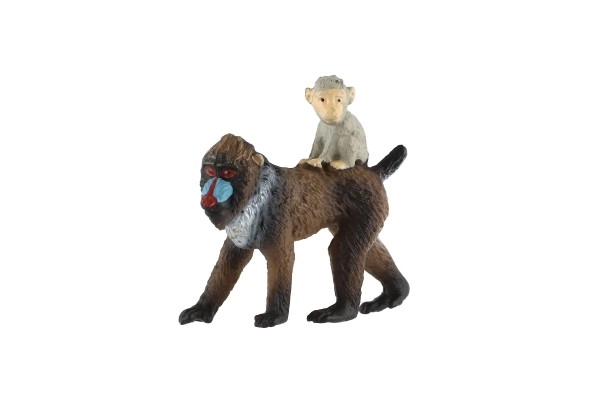 Mandrill femelle avec son petit en plastique 6cm en sachet