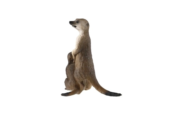 Suricate avec bébé zooted plastique 8cm marron foncé dans un sac