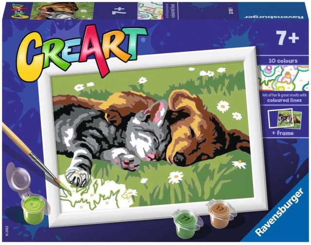CreArt Chien et chat endormis
