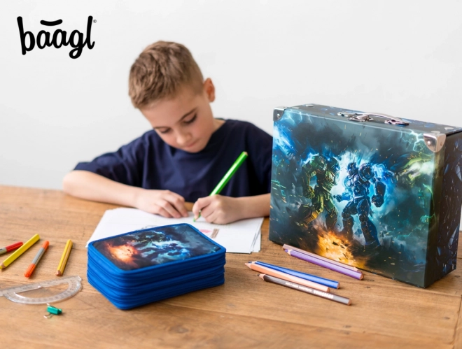 BAAGL Trousse scolaire à trois étages Robots
