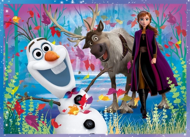 Puzzle 4en1 La Reine des Neiges II/Frozen II dans une boîte 28x28x6cm