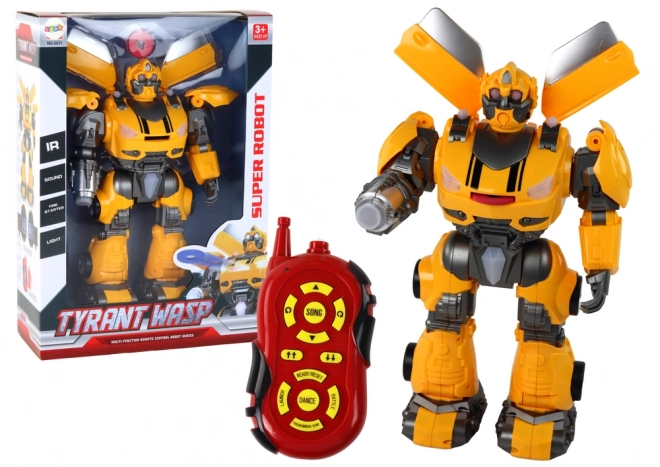 Grand robot télécommandé R/C lumières sonores jaunes