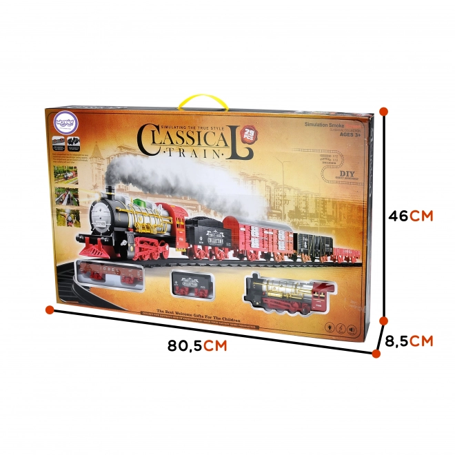 Train électrique classique avec voies et effets lumineux