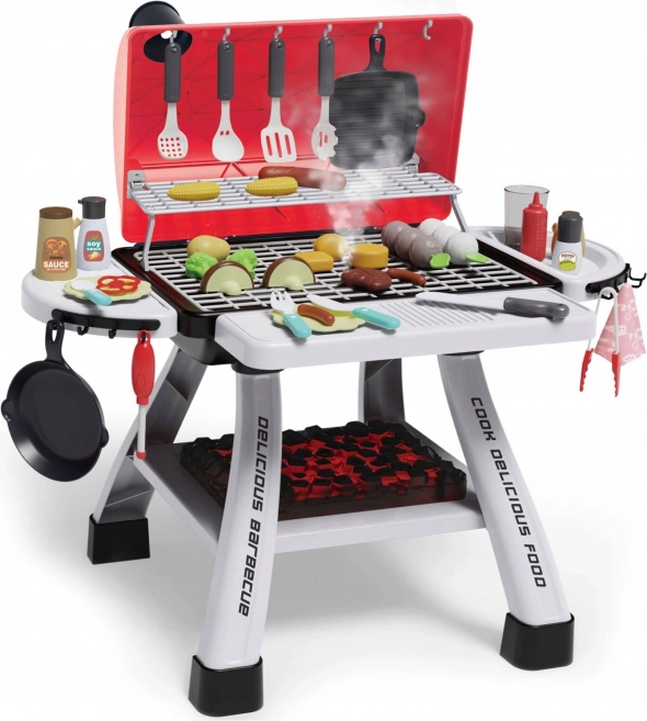Woopie Barbecue de jardin pour enfants interactif avec LED et effet de vapeur, ensemble XL 41 pcs