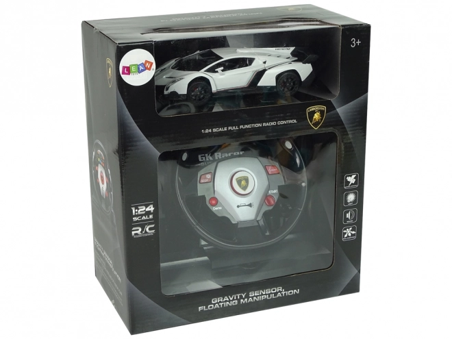 Lamborghini Veneno Blanche Télécommandée 2.4G, télécommande à volant, lumières avec son