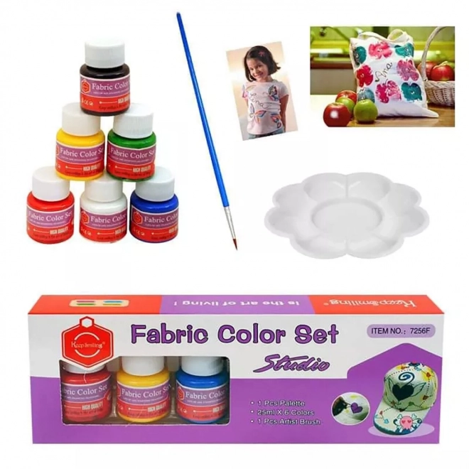 Ensemble de peintures pour textile 6 couleurs avec accessoires
