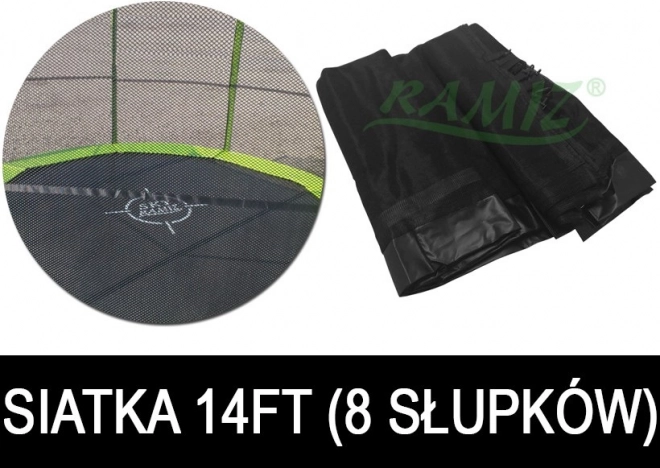 Filet de protection pour trampoline de jardin 427 cm 14FT, 8 tunnels pour poteaux – noir