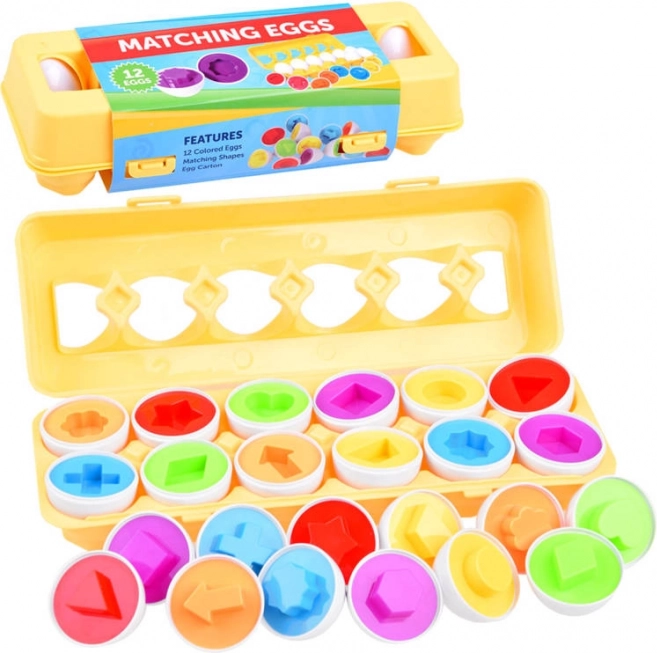 œufs éducatifs pour associer formes et couleurs, 12 pcs