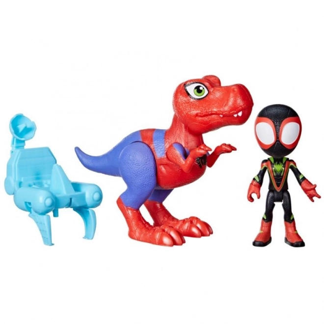 Spider-man spidey et ses amis incroyables figurine avec dinosaure et accessoires