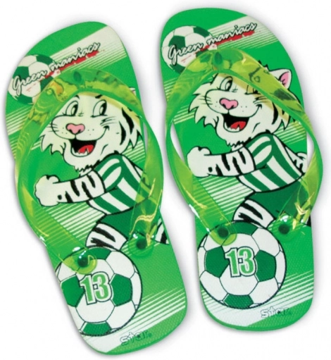 Sandales MaDe avec tigre et ballon de football vertes