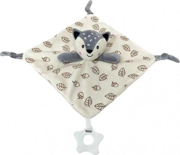 Doudou renard Miluš en peluche, crème, 25 × 25 cm