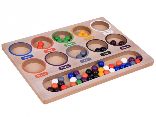 Mosaïque éducative en bois Montessori - billes colorées et trieur