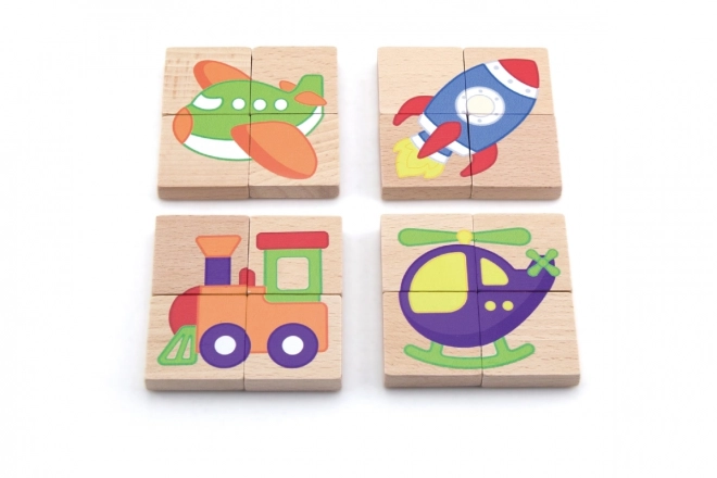 Puzzle magnétique en bois - moyens de transport